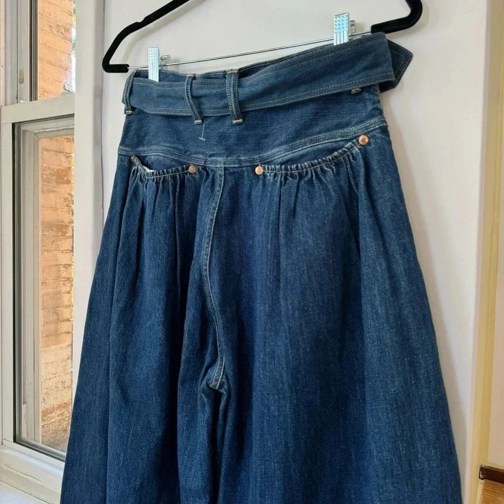 New Kapital Wide Leg Jeans Belted Blue Size 1 - Picture 11 of 11